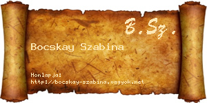 Bocskay Szabina névjegykártya
